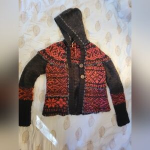 Free People Hooded Fair Isle Cardigan